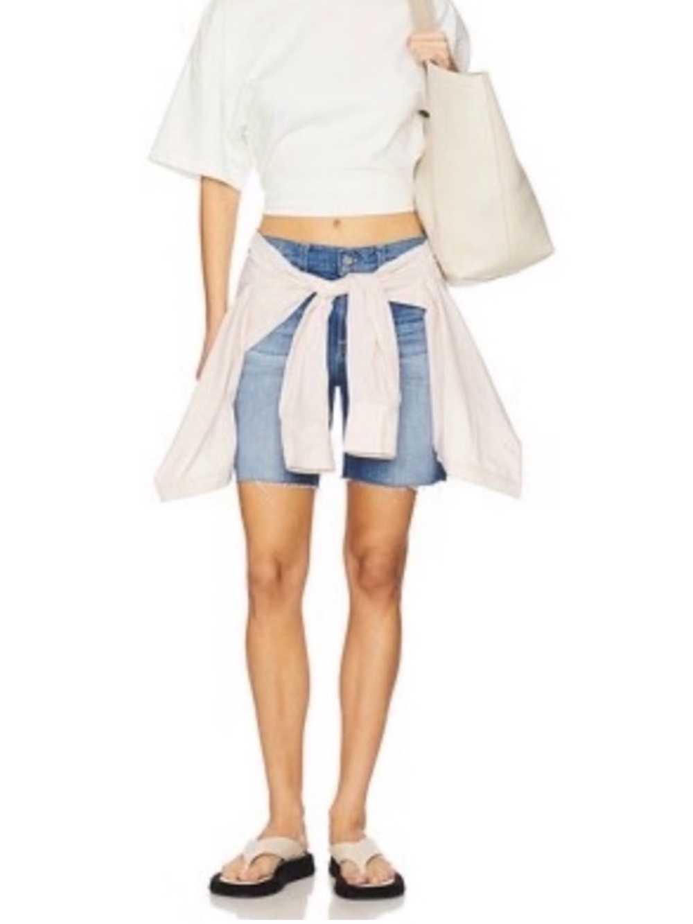 Ag Adriano Goldschmied Beryl Blue Ex Boyfriend Raw Hem 7" Denim Bermuda Shorts - Picture 5 of 12